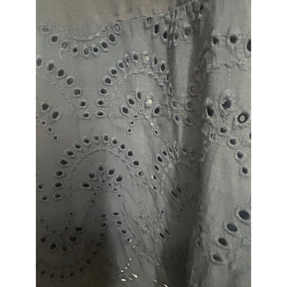 Kaktus, black linen maxi dress, sleeveless maxi, boho minimalist, eyelet, L - Picture 3 of 5